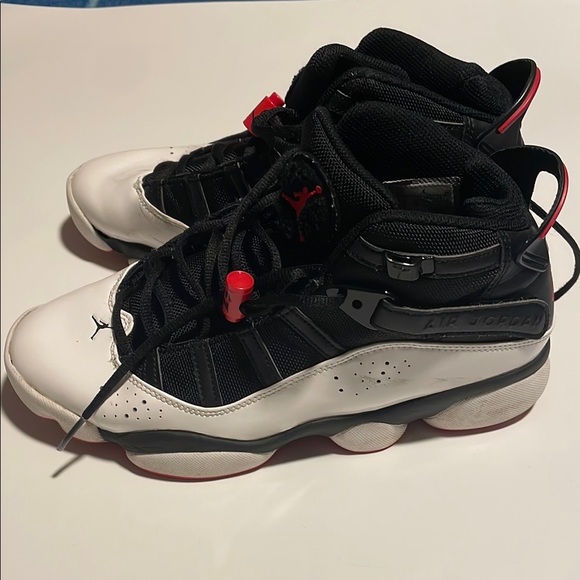 Jordan Black and White Sneakers with Red Accents - Picture 2 of 6